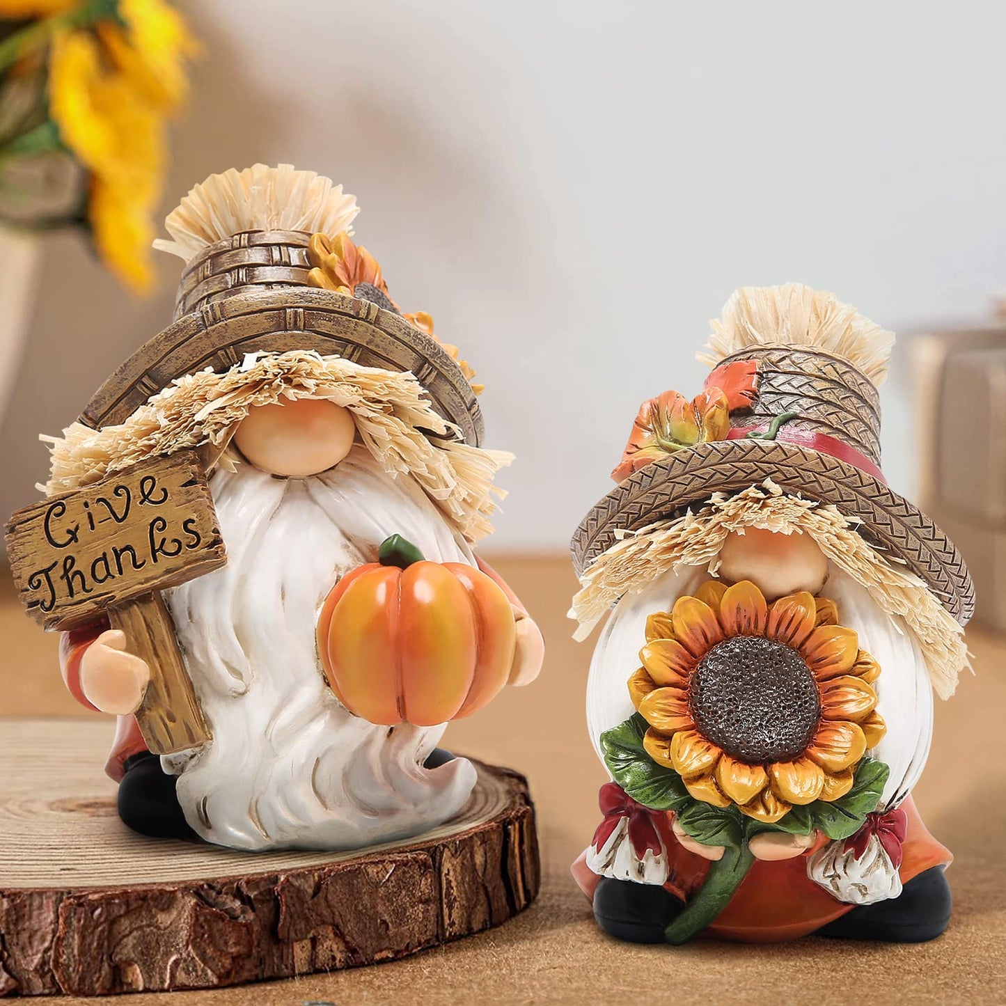 2pcs Handmade Thanksgiving Pumpkin Gnomes | Fall Decorations | Size 3.5in x 4in | Available in various designs