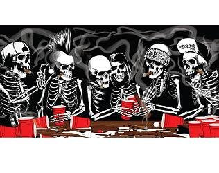 Bones Portable Pong Table with Cup Holes | Halloween Party Games