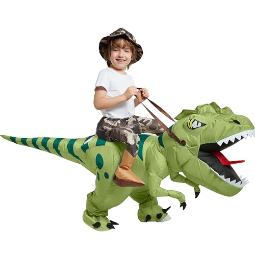 Riding T-Rex Halloween Costume | Inflatable Dinosaur Costume for Kids 2-10 Yrs