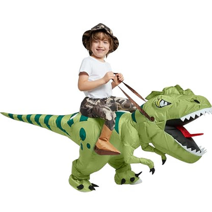 Riding T-Rex Halloween Costume | Inflatable Dinosaur Costume for Kids 2-10 Yrs