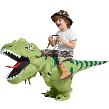 Riding T-Rex Halloween Costume | Inflatable Dinosaur Costume for Kids 2-10 Yrs