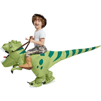 Riding T-Rex Halloween Costume | Inflatable Dinosaur Costume for Kids 2-10 Yrs