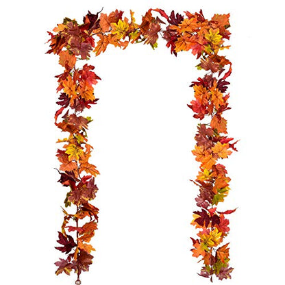 5.9 Ft Artificial Maple Leaf Garland - 2 pack  | Available in various colors | Thanksgiving Decorations