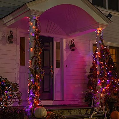 Purple & Orange Halloween LED String Lights | 100FT String Lights with 8 Lighting Modes