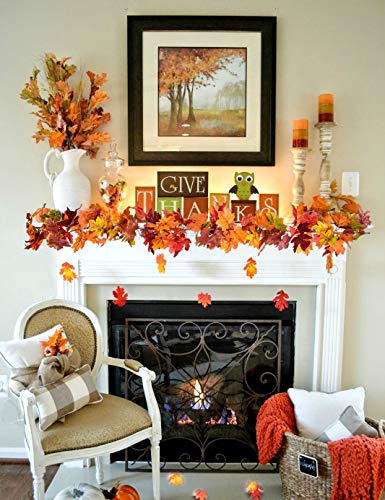 5.9 Ft Artificial Maple Leaf Garland - 2 pack  | Available in various colors | Thanksgiving Decorations