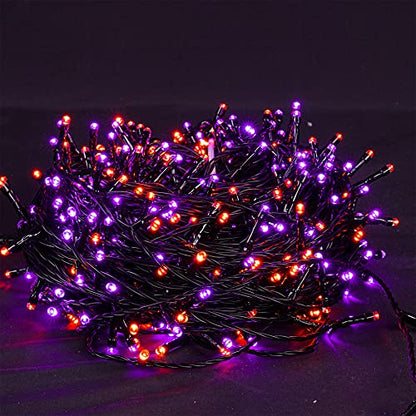 Purple & Orange Halloween LED String Lights | 100FT String Lights with 8 Lighting Modes