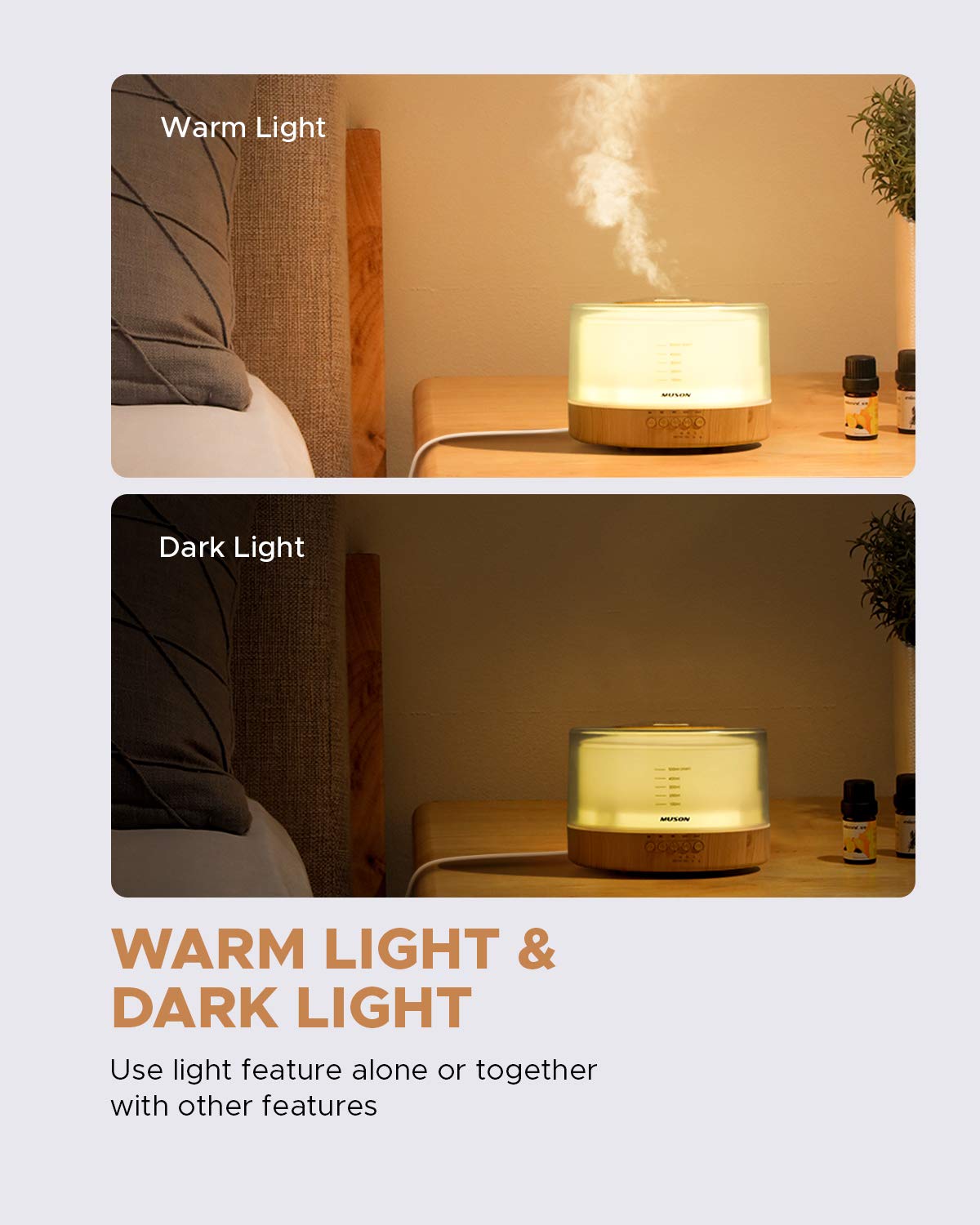 Essential Oil Diffuser with Natural Sound Music & Warm Night Light