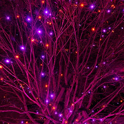 Purple & Orange Halloween LED String Lights | 100FT String Lights with 8 Lighting Modes