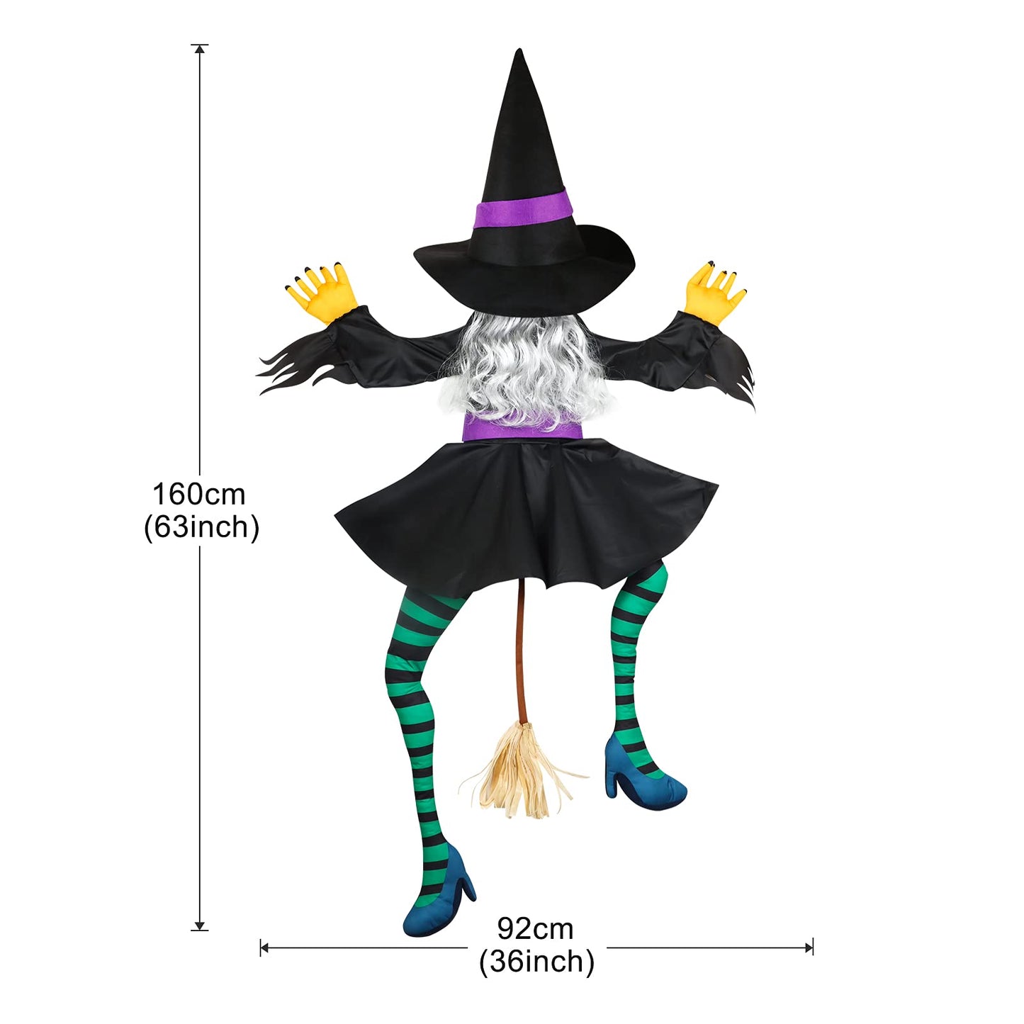 Witch Crashing into Tree | Large Outdoor Halloween Decorations