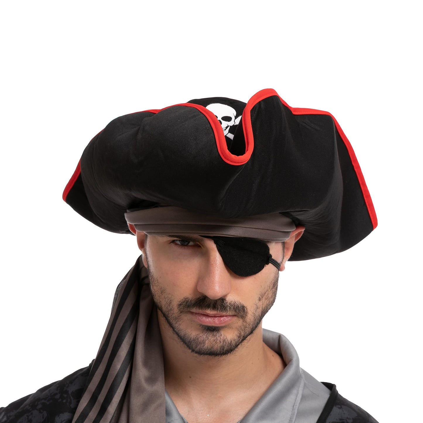 Pirate of the Caribbean with Hat, Bandana and Eyepatch | Men's Halloween Costume | Sizes S - 2XL