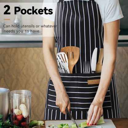 Adjustable Striped Kitchen Cooking Apron with Pockets - 2 pack | Available in various designs| Thanksgiving Aprons