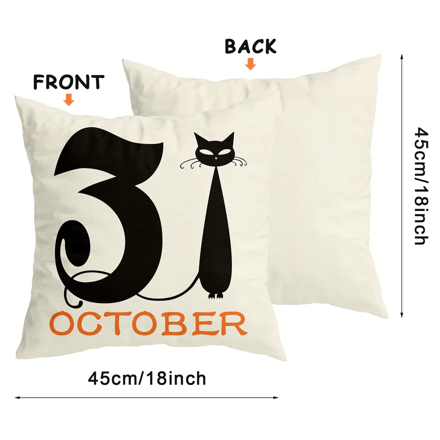 Pillow Covers Halloween Decorations | 18x18 Set of 4 Halloween Cushion Covers