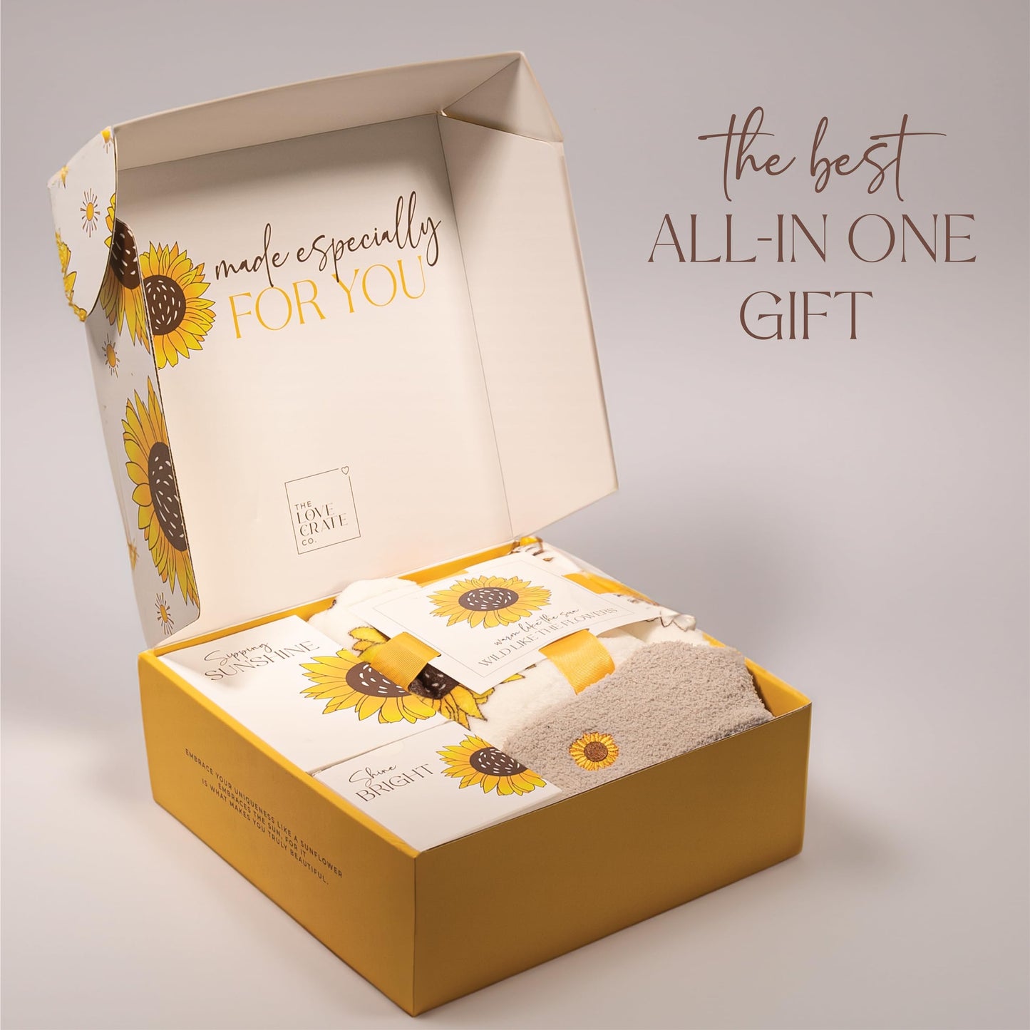 The Love Crate Co Sunflower Gift Box - 15 pcs | Thanksgiving Gifts For Hosts