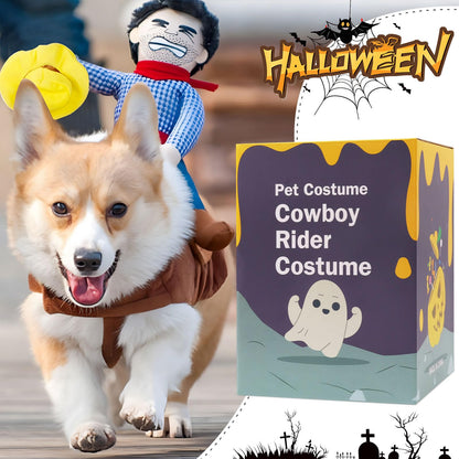 Cowboy Rider Dog Costume | Halloween Pet Dog Costume | Sizes XS - XL