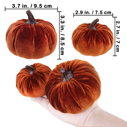 16 Pcs Decorative Velvet Pumpkins | Thanksgiving & Halloween Centerpieces | Fall Decorations