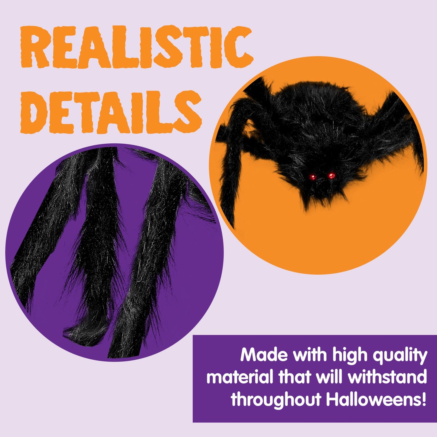 Scary Giant Spider with Beady Red Eyes | 5 Ft. Halloween Outdoor Decorations