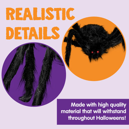 Scary Giant Spider with Beady Red Eyes | 5 Ft. Halloween Outdoor Decorations