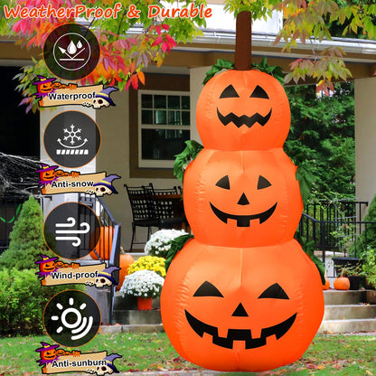 4FT Halloween Inflatable Pumpkin Outdoor Decorations with Build-in LED Light