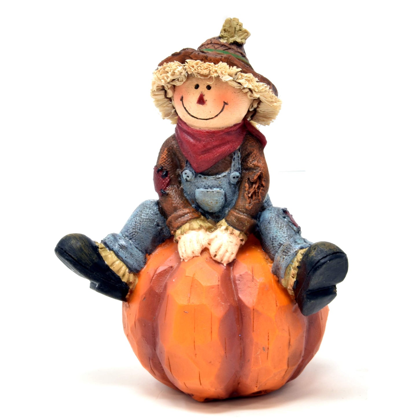 Scarecrow with Straw Hat Figurines & Pumpkin Thanksgiving Decor | Fall Home Decorations