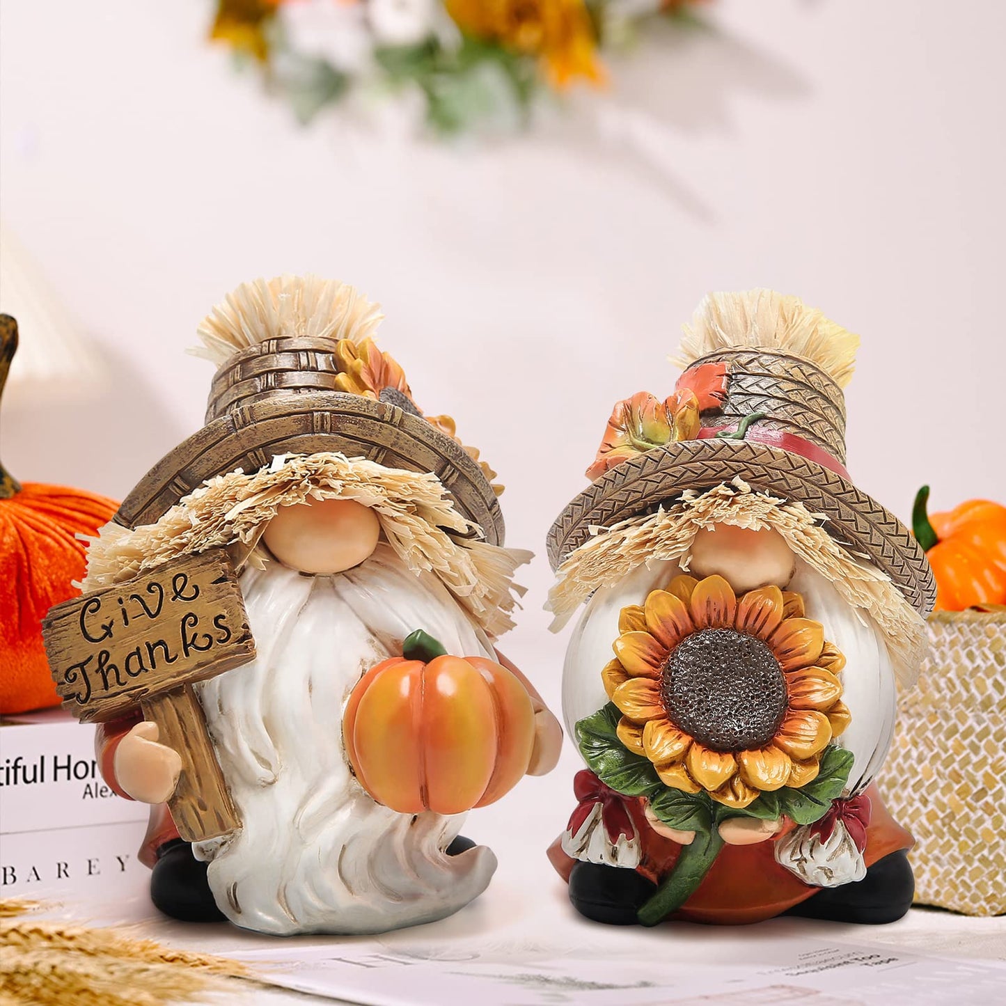 2pcs Handmade Thanksgiving Pumpkin Gnomes | Fall Decorations | Size 3.5in x 4in | Available in various designs