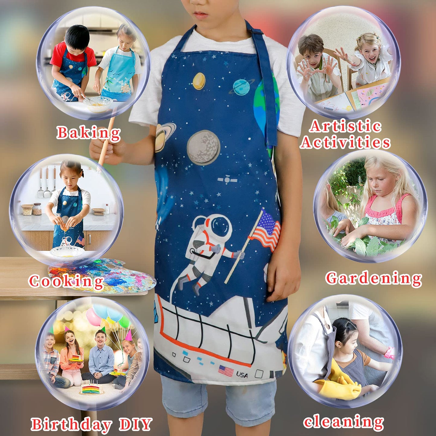 Astronaut and Rocket Ship Adjustable Kids Apron | Available in 3 designs