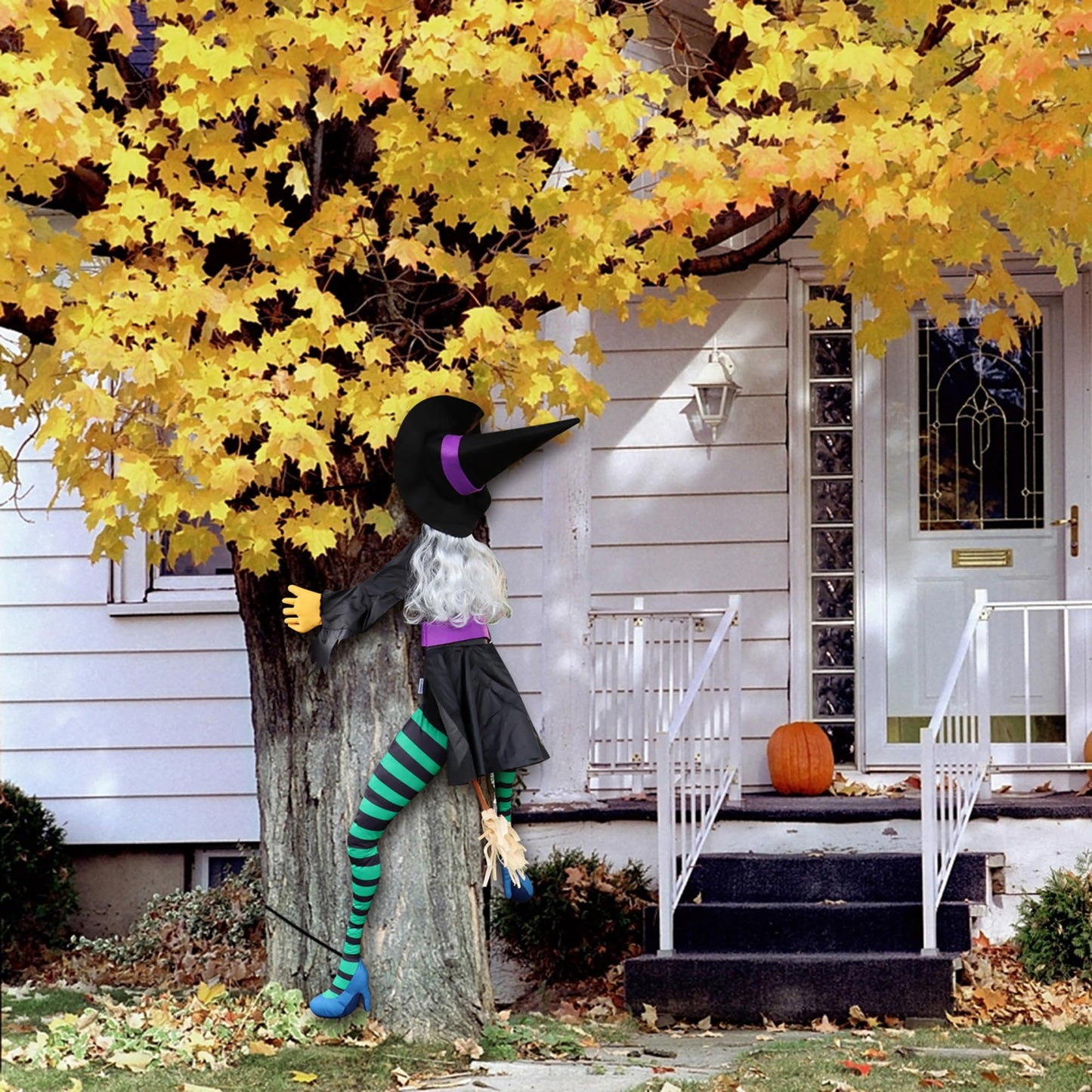 Witch Crashing into Tree | Large Outdoor Halloween Decorations