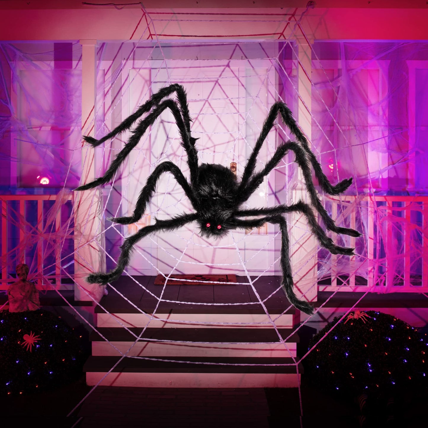 Scary Giant Spider with Beady Red Eyes | 5 Ft. Halloween Outdoor Decorations