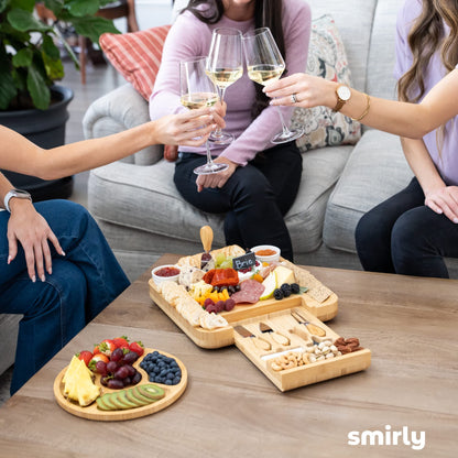 SMIRLY Charcuterie Boards Gift Set - Bamboo | Thanksgiving Gifts For Host