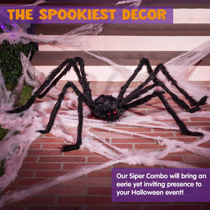 Scary Giant Spider with Beady Red Eyes | 5 Ft. Halloween Outdoor Decorations