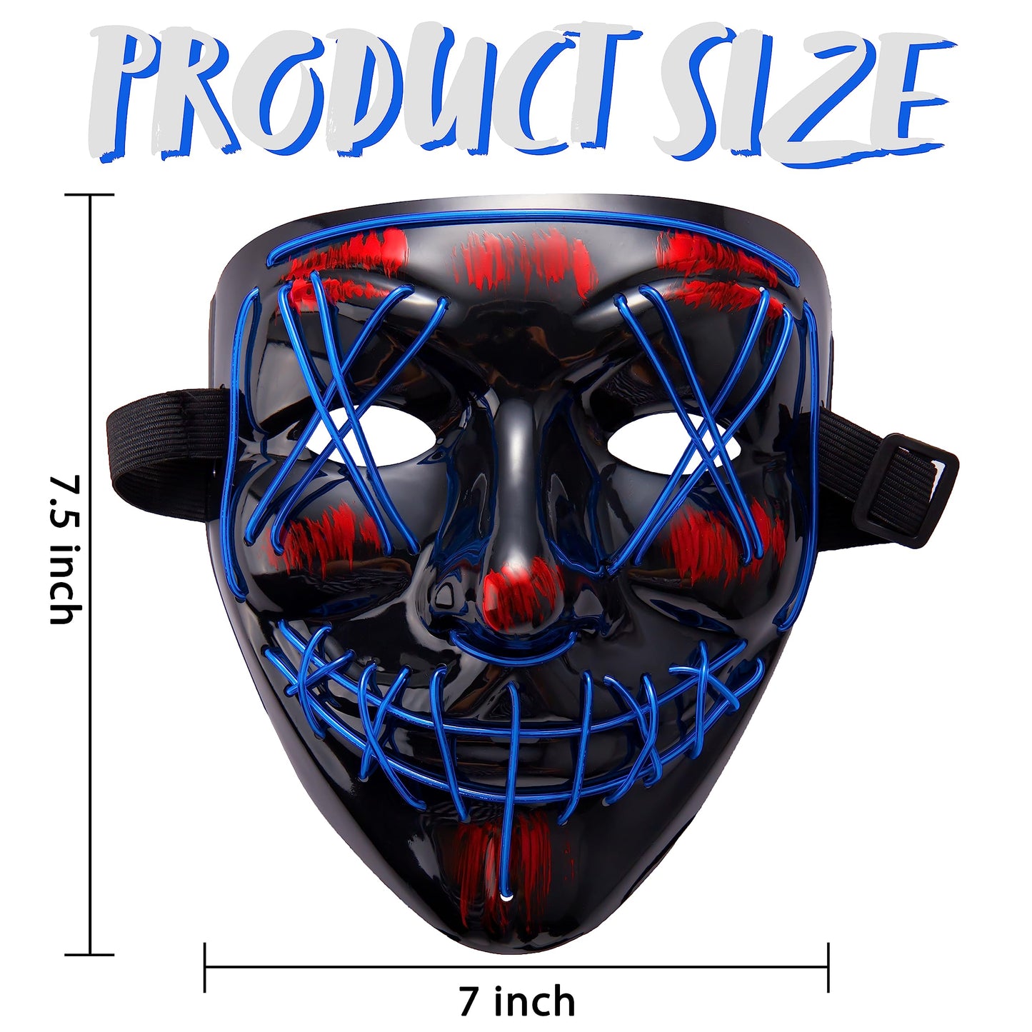 Light Up Led Mask and Gloves | Halloween Mask | 3 Flashing Modes | 2 AA Batteries not included