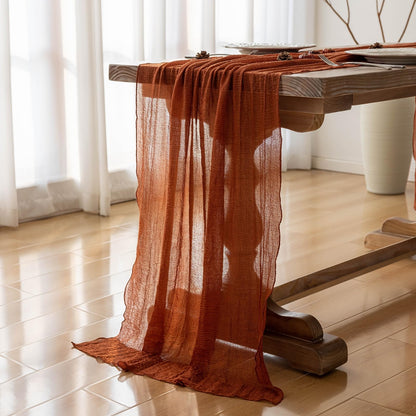 10 Ft Terracotta Cheesecloth Table Runner | Thanksgiving and Fall Decorations