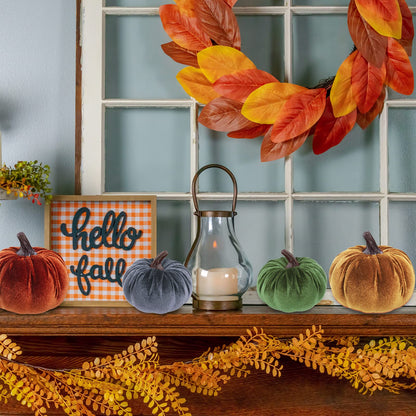 16 Pcs Decorative Velvet Pumpkins | Thanksgiving & Halloween Centerpieces | Fall Decorations