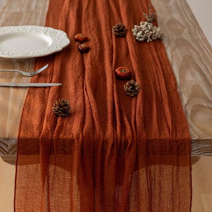 10 Ft Terracotta Cheesecloth Table Runner | Thanksgiving and Fall Decorations