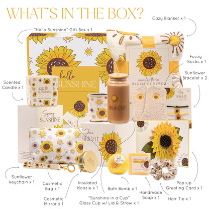 The Love Crate Co Sunflower Gift Box - 15 pcs | Thanksgiving Gifts For Hosts