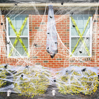 1400 sqft Halloween Spider Webs Decorations with 150 Extra Fake Spiders | Halloween Home Decorations