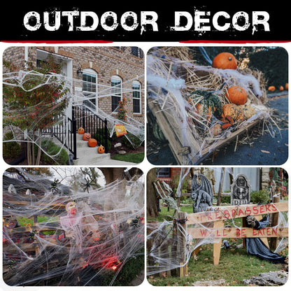 1400 sqft Halloween Spider Webs Decorations with 150 Extra Fake Spiders | Halloween Home Decorations